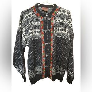 Cristiani sweater pure wool Norway Black and White Patterned Cardigan